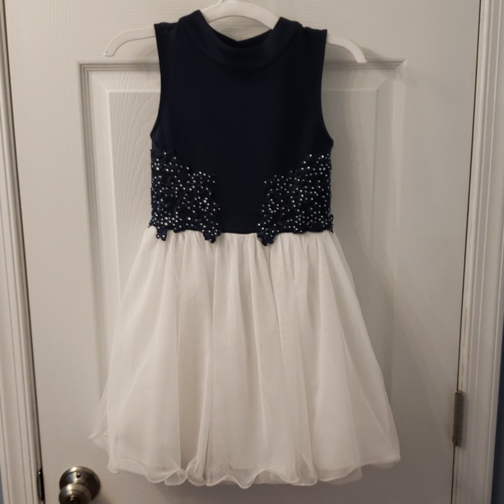 Navy and white little girls dress